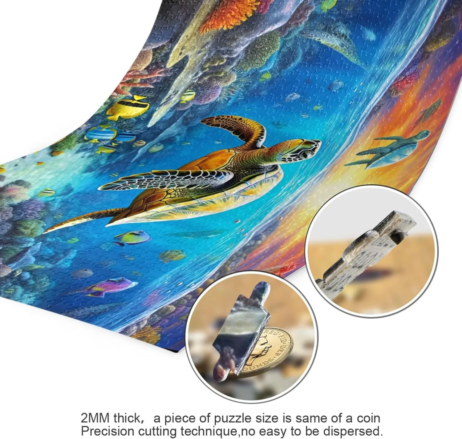 Sea Turtle Tropical Fish Jigsaw Puzzles 1000 Pieces Toy Games Educational Gift Home Decor for Adults Kids A110068