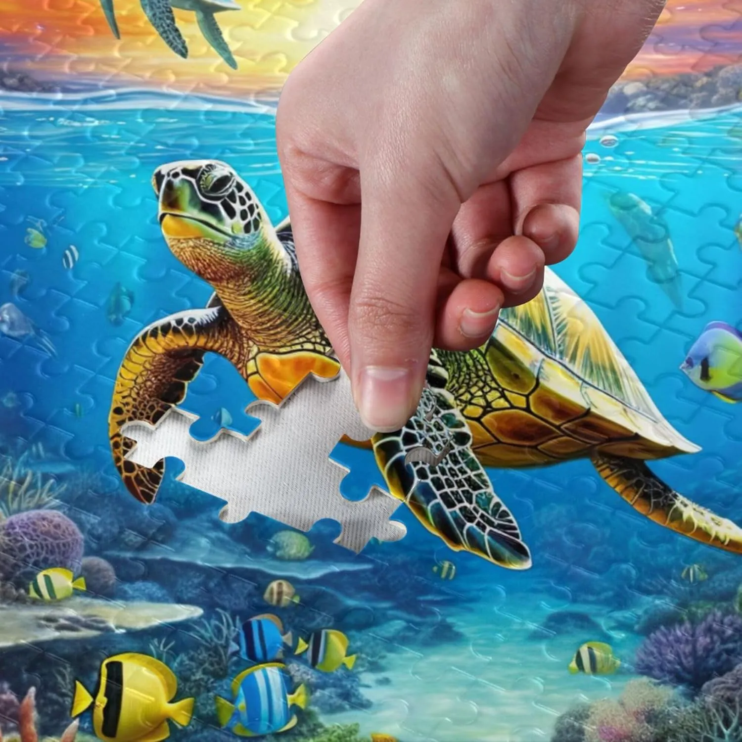 Sea Turtle Tropical Fish Jigsaw Puzzles 1000 Pieces Toy Games Educational Gift Home Decor for Adults Kids A110068