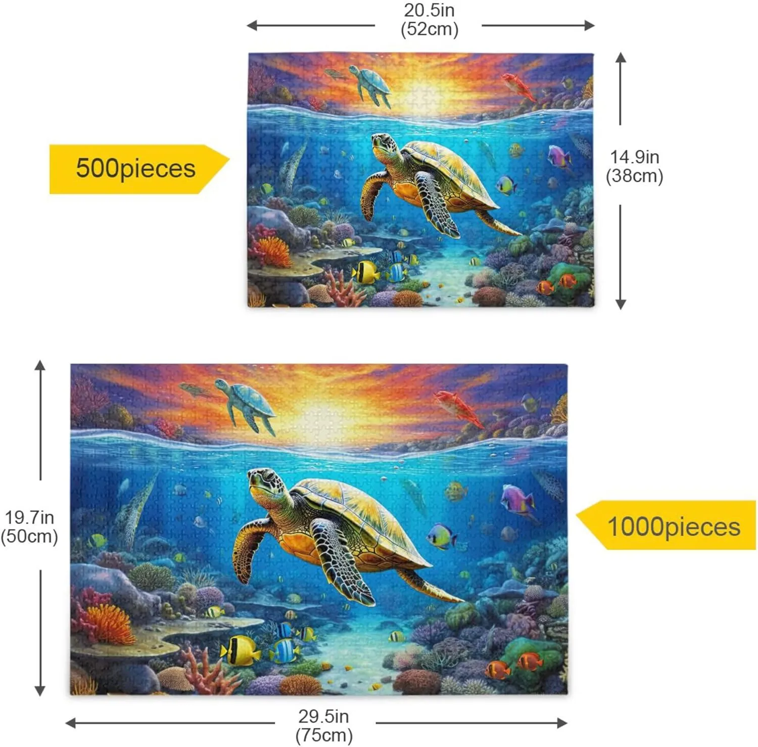 Sea Turtle Tropical Fish Jigsaw Puzzles 1000 Pieces Toy Games Educational Gift Home Decor for Adults Kids A110068