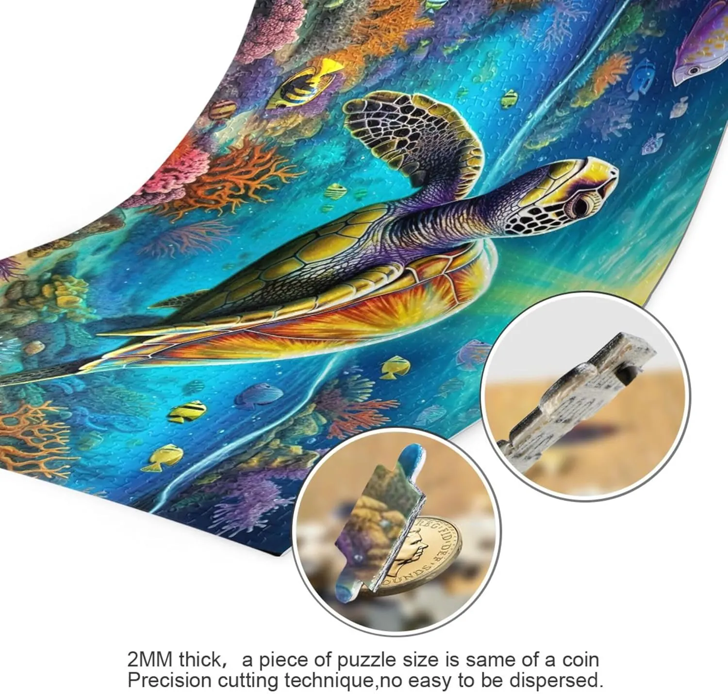 Sea Turtle Tropical Fish Jigsaw Puzzles 1000 Pieces Toy Games Educational Gift Home Decor for Adults Kids A110069