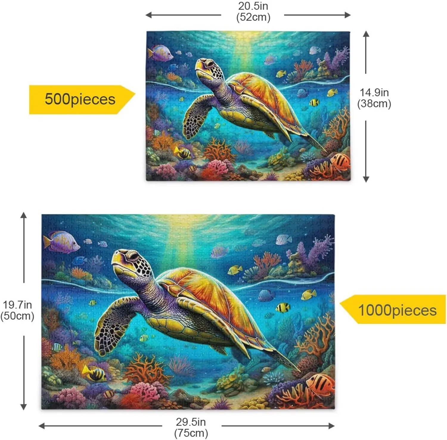 Sea Turtle Tropical Fish Jigsaw Puzzles 1000 Pieces Toy Games Educational Gift Home Decor for Adults Kids A110069