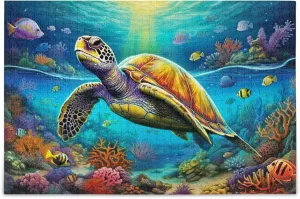 Sea Turtle Tropical Fish Jigsaw Puzzles 1000 Pieces Toy Games Educational Gift Home Decor for Adults Kids A110069