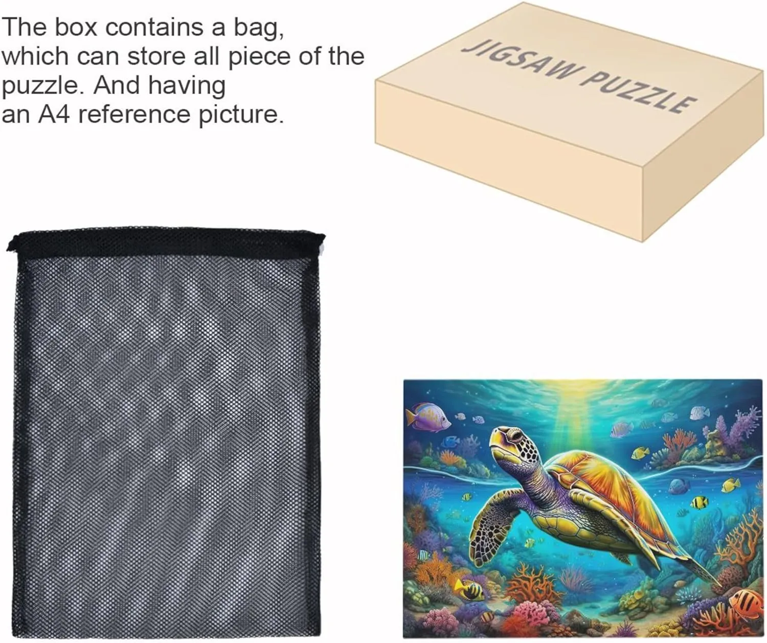 Sea Turtle Tropical Fish Jigsaw Puzzles 1000 Pieces Toy Games Educational Gift Home Decor for Adults Kids A110069