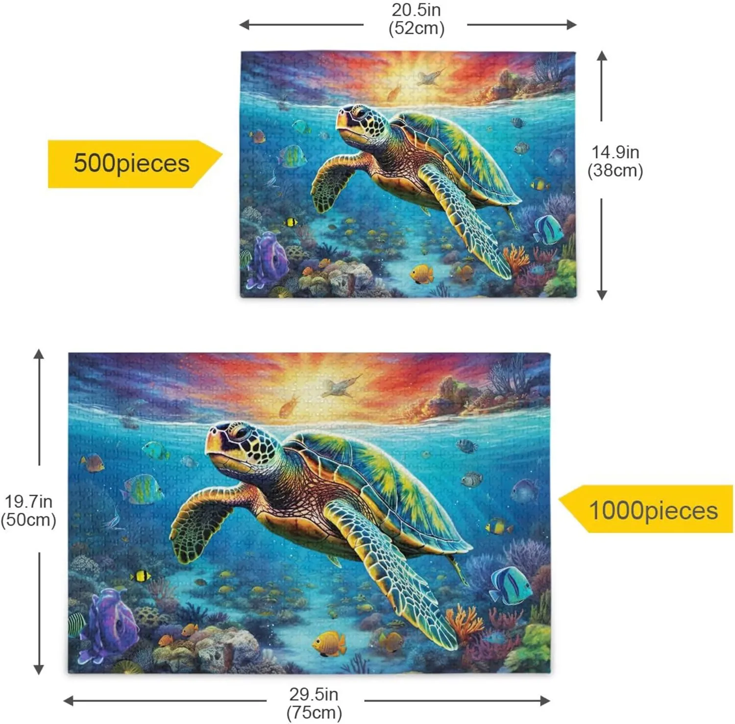 Sea Turtle Tropical Fish Jigsaw Puzzles 1000 Pieces Toy Games Educational Gift Home Decor for Adults Kids A110070