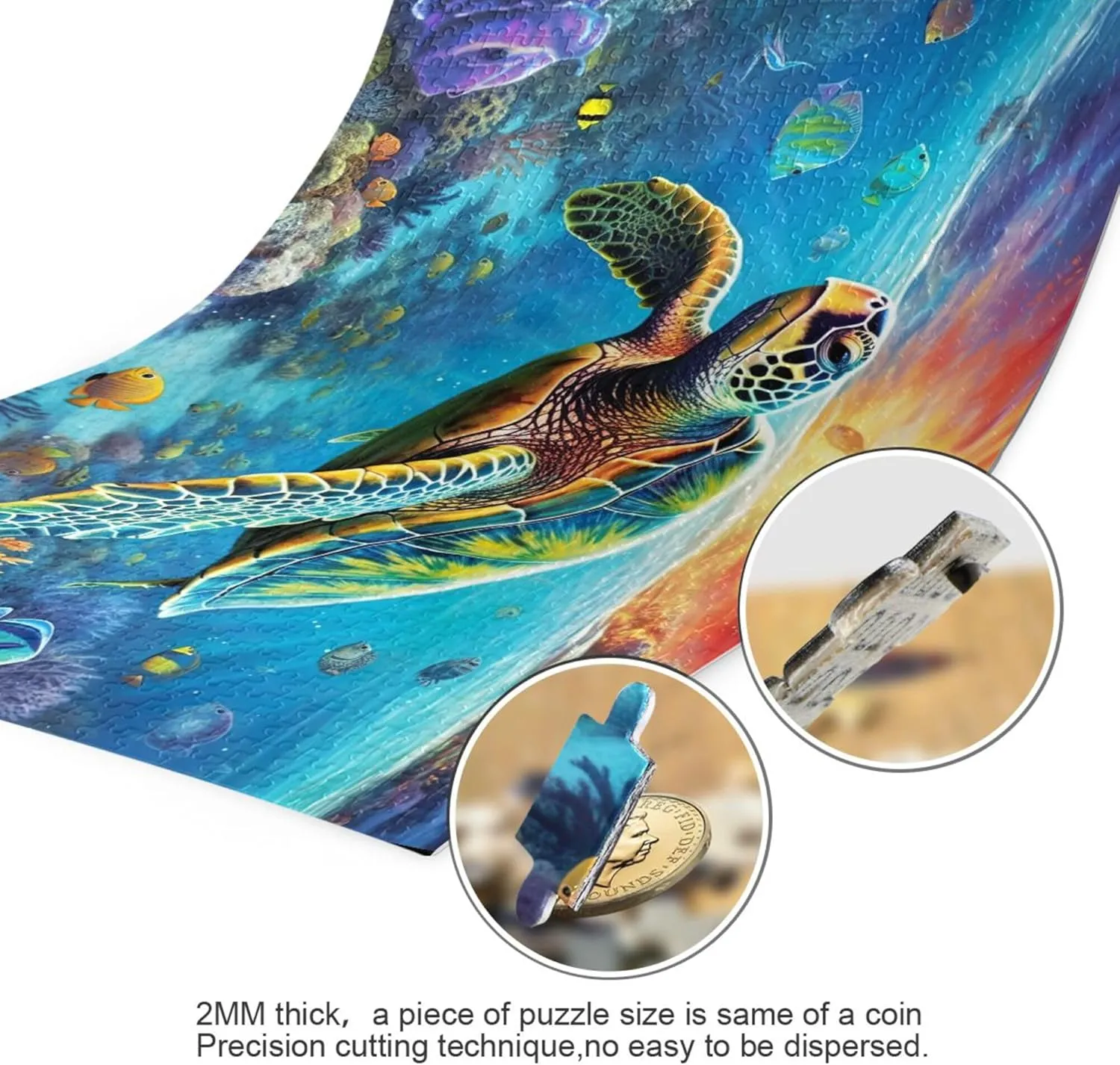Sea Turtle Tropical Fish Jigsaw Puzzles 1000 Pieces Toy Games Educational Gift Home Decor for Adults Kids A110070
