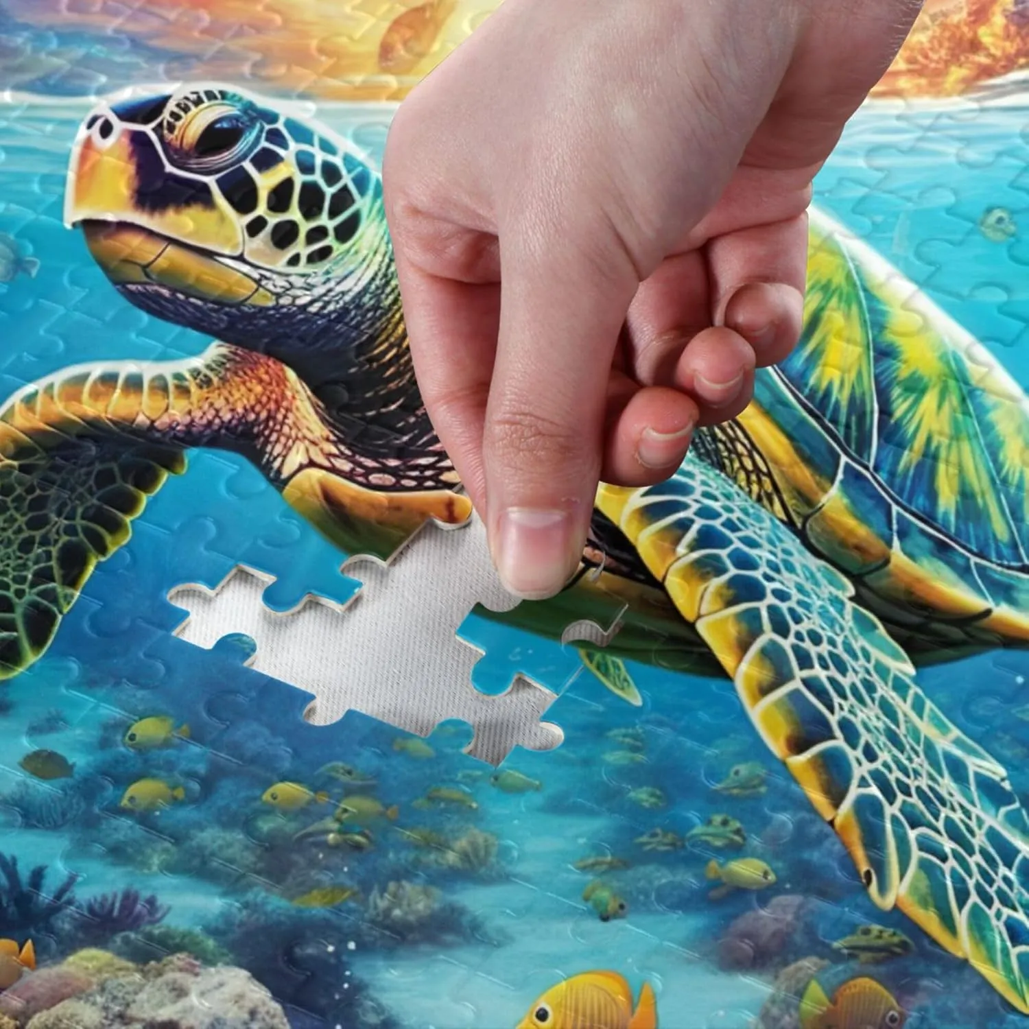 Sea Turtle Tropical Fish Jigsaw Puzzles 1000 Pieces Toy Games Educational Gift Home Decor for Adults Kids A110070