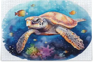 Sea Turtle Tropical Fish Jigsaw Puzzles 1000 Pieces Toy Games Educational Gift Home Decor for Adults Kids A111444
