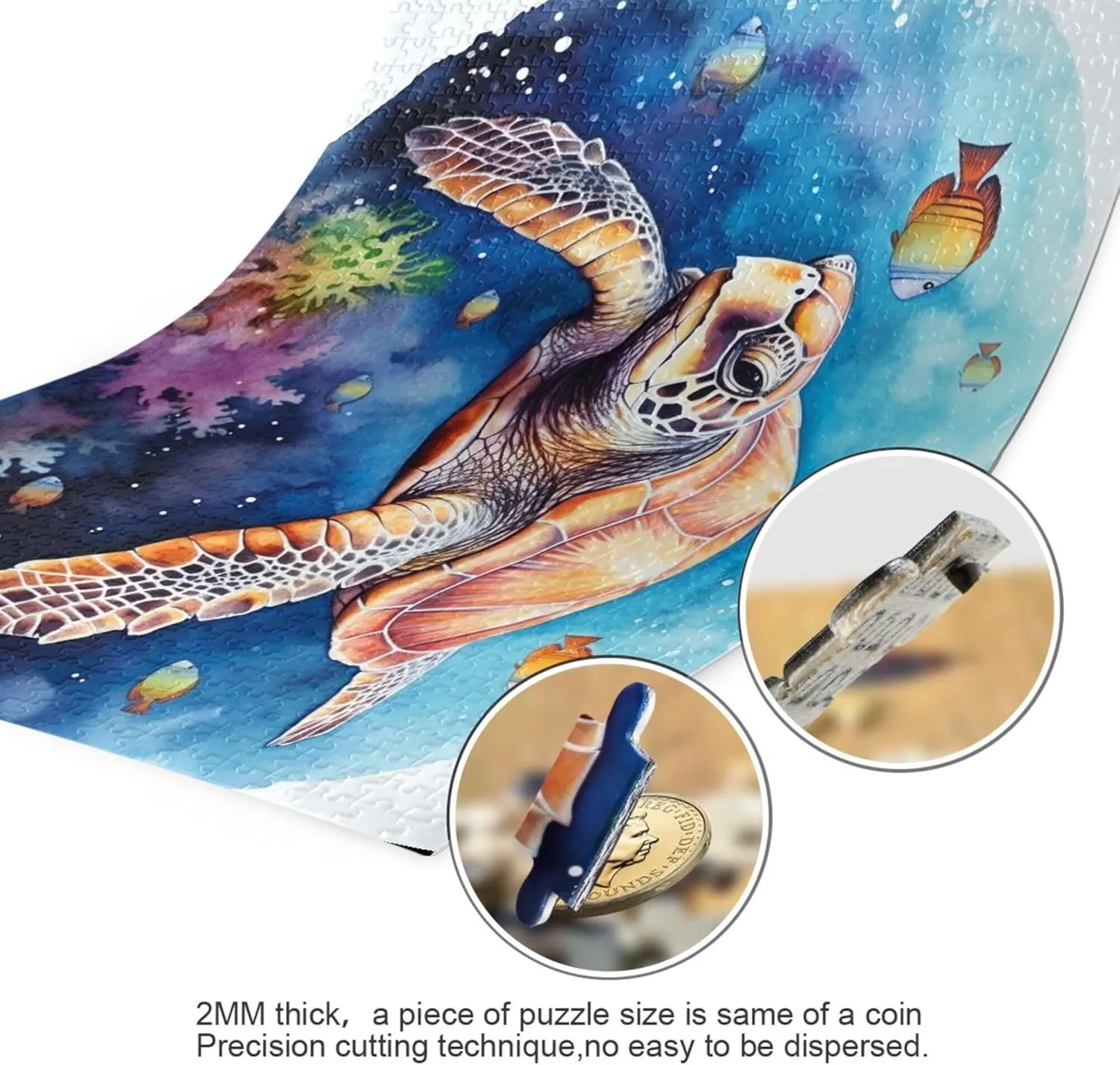 Sea Turtle Tropical Fish Jigsaw Puzzles 1000 Pieces Toy Games Educational Gift Home Decor for Adults Kids A111444