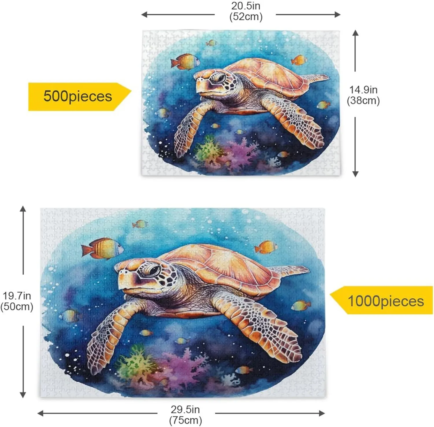 Sea Turtle Tropical Fish Jigsaw Puzzles 1000 Pieces Toy Games Educational Gift Home Decor for Adults Kids A111444