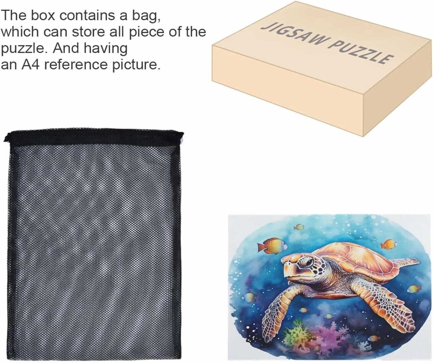 Sea Turtle Tropical Fish Jigsaw Puzzles 1000 Pieces Toy Games Educational Gift Home Decor for Adults Kids A111444