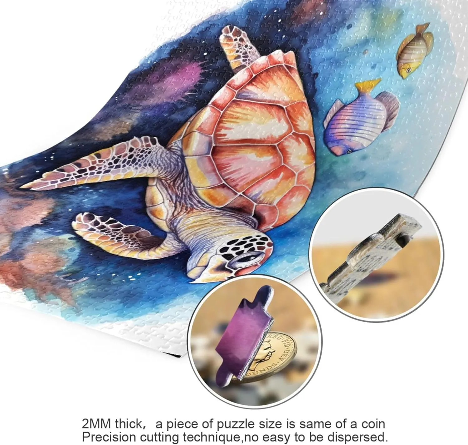 Sea Turtle Tropical Fish Jigsaw Puzzles 500 Pieces Toy Games Educational Gift Home Decor for Adults Kids A111445