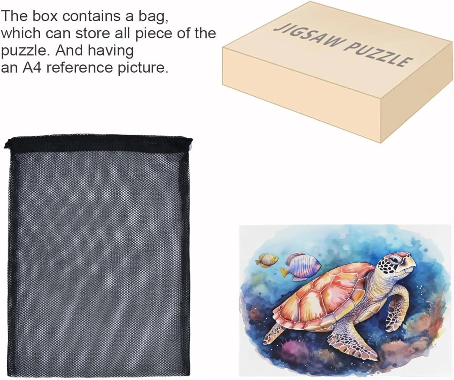 Sea Turtle Tropical Fish Jigsaw Puzzles 500 Pieces Toy Games Educational Gift Home Decor for Adults Kids A111445