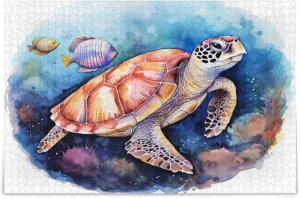 Sea Turtle Tropical Fish Jigsaw Puzzles 500 Pieces Toy Games Educational Gift Home Decor for Adults Kids A111445