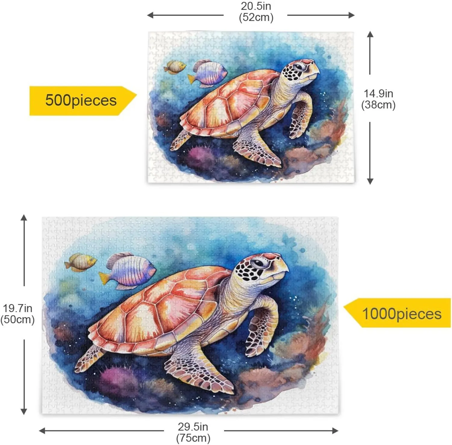 Sea Turtle Tropical Fish Jigsaw Puzzles 500 Pieces Toy Games Educational Gift Home Decor for Adults Kids A111445