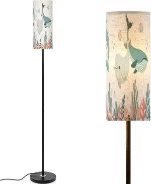 Seamless border pattern sea animals corals seaweed for kids fabric Modern Floor Lamp Minimalist Standing Lamps for Living Room LED Corner Lamp Remote Control Metal Pole Lamp for Bedroom, Reading
