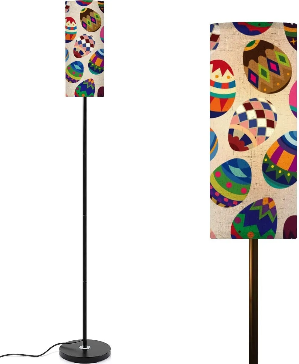 Seamless Easter Egg Pattern Modern Floor Lamp Minimalist Standing Lamps for Living Room LED Corner Lamp Remote Control Metal Pole Lamp for Bedroom, Reading