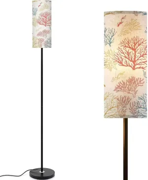 Seamless pattern corals Marine texture flat style Suitable for fabric Modern Floor Lamp Minimalist Standing Lamps for Living Room LED Corner Lamp Remote Control Metal Pole Lamp for Bedroom, Reading