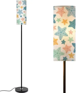 Seamless pattern cute various starfishes Vintage pastel texture Summer Modern Floor Lamp Minimalist Standing Lamps for Living Room LED Corner Lamp Remote Control Metal Pole Lamp for Bedroom, Reading