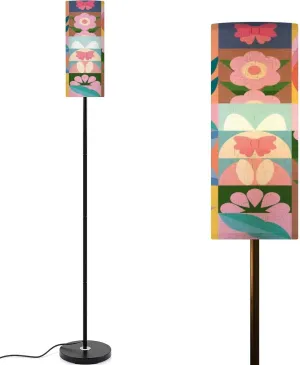 Seamless Pattern Flowers Happy Easter Seamless Modern Floor Lamp Minimalist Standing Lamps for Living Room LED Corner Lamp Remote Control Metal Pole Lamp for Bedroom, Reading
