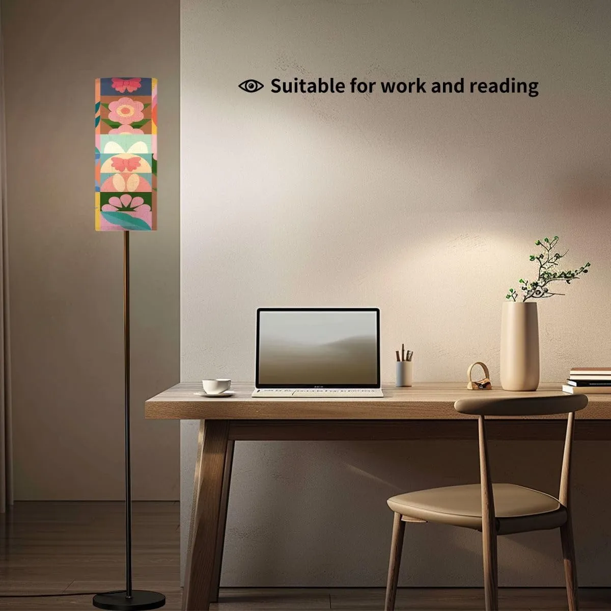 Seamless Pattern Flowers Happy Easter Seamless Modern Floor Lamp Minimalist Standing Lamps for Living Room LED Corner Lamp Remote Control Metal Pole Lamp for Bedroom, Reading