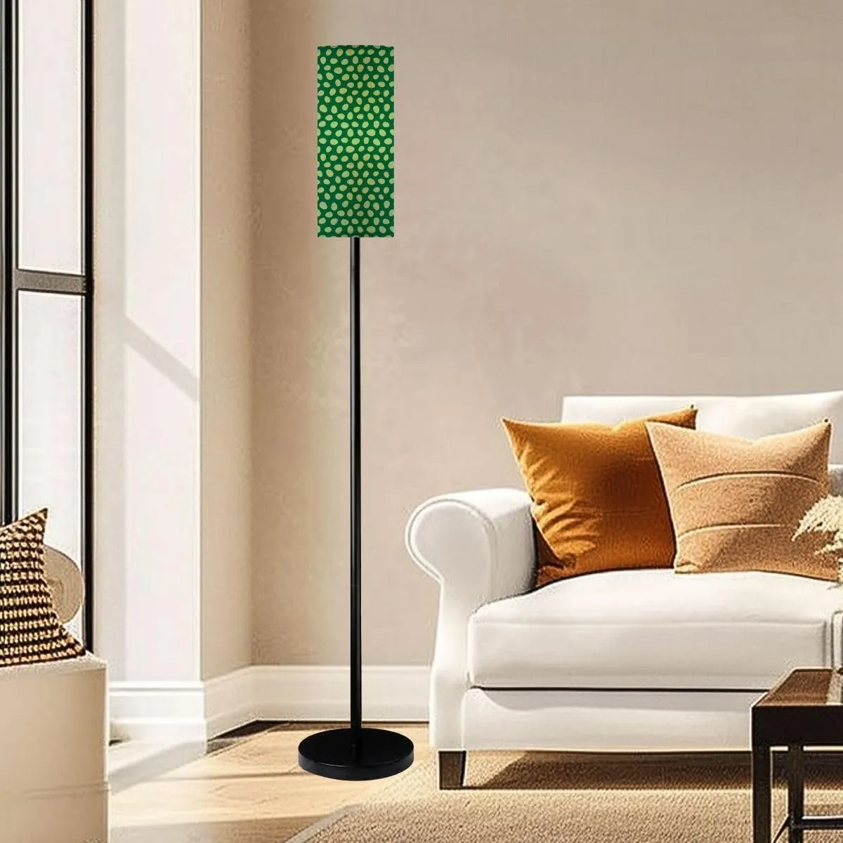 Seamless Pattern Scatter Light Green Easter Eggs Modern Floor Lamp Minimalist Standing Lamps for Living Room LED Corner Lamp Remote Control Metal Pole Lamp for Bedroom, Reading