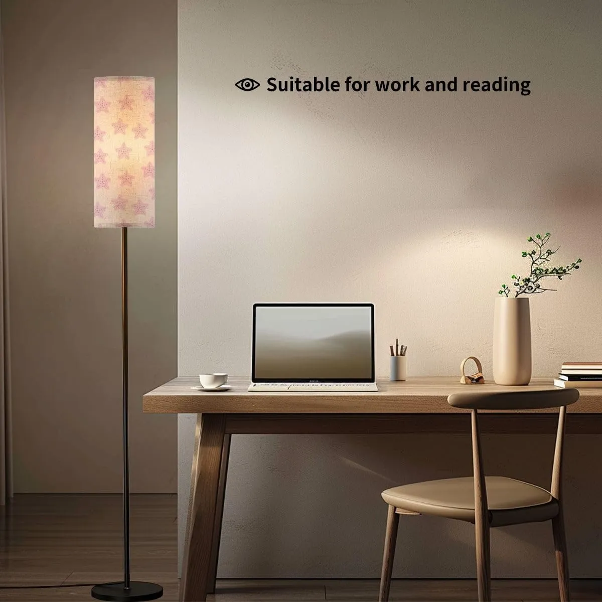 Seamless Pattern sea starfishes Modern Floor Lamp Minimalist Standing Lamps for Living Room LED Corner Lamp Remote Control Metal Pole Lamp for Bedroom, Reading