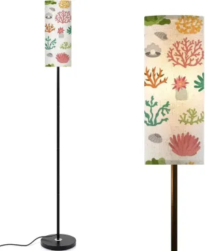 Seamless Pattern Seaweeds Under sea Repeat Cute Corals Actinia Modern Floor Lamp Minimalist Standing Lamps for Living Room LED Corner Lamp Remote Control Metal Pole Lamp for Bedroom, Reading
