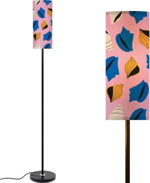 Seashells seamless pattern vibrant colors Summer pattern sea scallop Modern Floor Lamp Minimalist Standing Lamps for Living Room LED Corner Lamp Remote Control Metal Pole Lamp for Bedroom, Reading