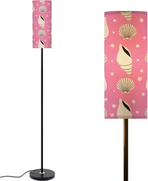 Seashells seamless pattern vibrant colors Summer pattern sea scallop Modern Floor Lamp Minimalist Standing Lamps for Living Room LED Corner Lamp Remote Control Metal Pole Lamp for Bedroom, Reading