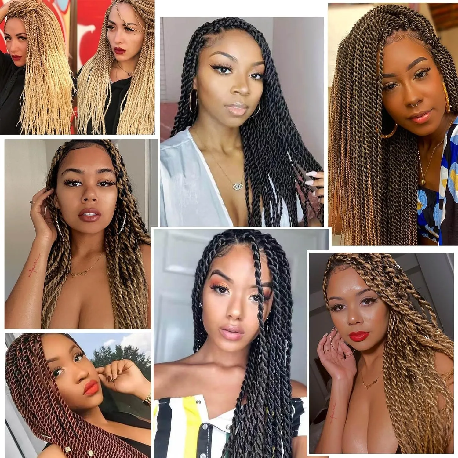 Senegalese Twist Crochet Hair-8 Packs 12 Inch, Black Synthetic Crochet Twist Braids For Women, Pre Looped Pretwisted Crochet Braids, 12in, 1B#
