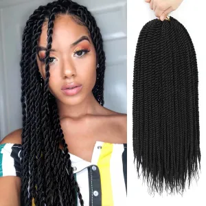 Senegalese Twist Crochet Hair-8 Packs 12 Inch, Black Synthetic Crochet Twist Braids For Women, Pre Looped Pretwisted Crochet Braids, 12in, 1B#