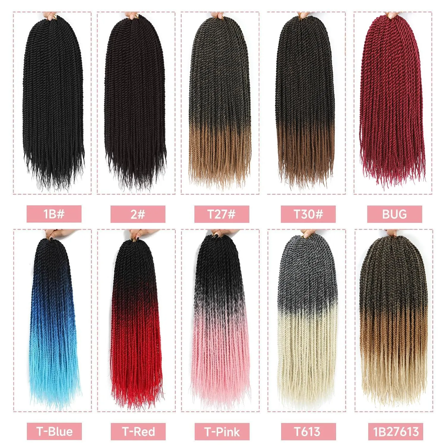 Senegalese Twist Crochet Hair-8 Packs 12 Inch, Black Synthetic Crochet Twist Braids For Women, Pre Looped Pretwisted Crochet Braids, 12in, 1B#