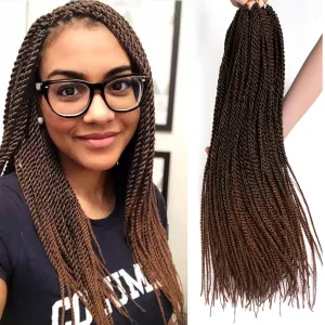 Senegalese Twist Crochet Hair-8 Packs 14 Inch Senegalese Twist Crochet Braids For Black Women,Black/Brown Pre Looped Crochet Braids, Light Weight Synthetic Twist Hair(14in,T1B/30#)