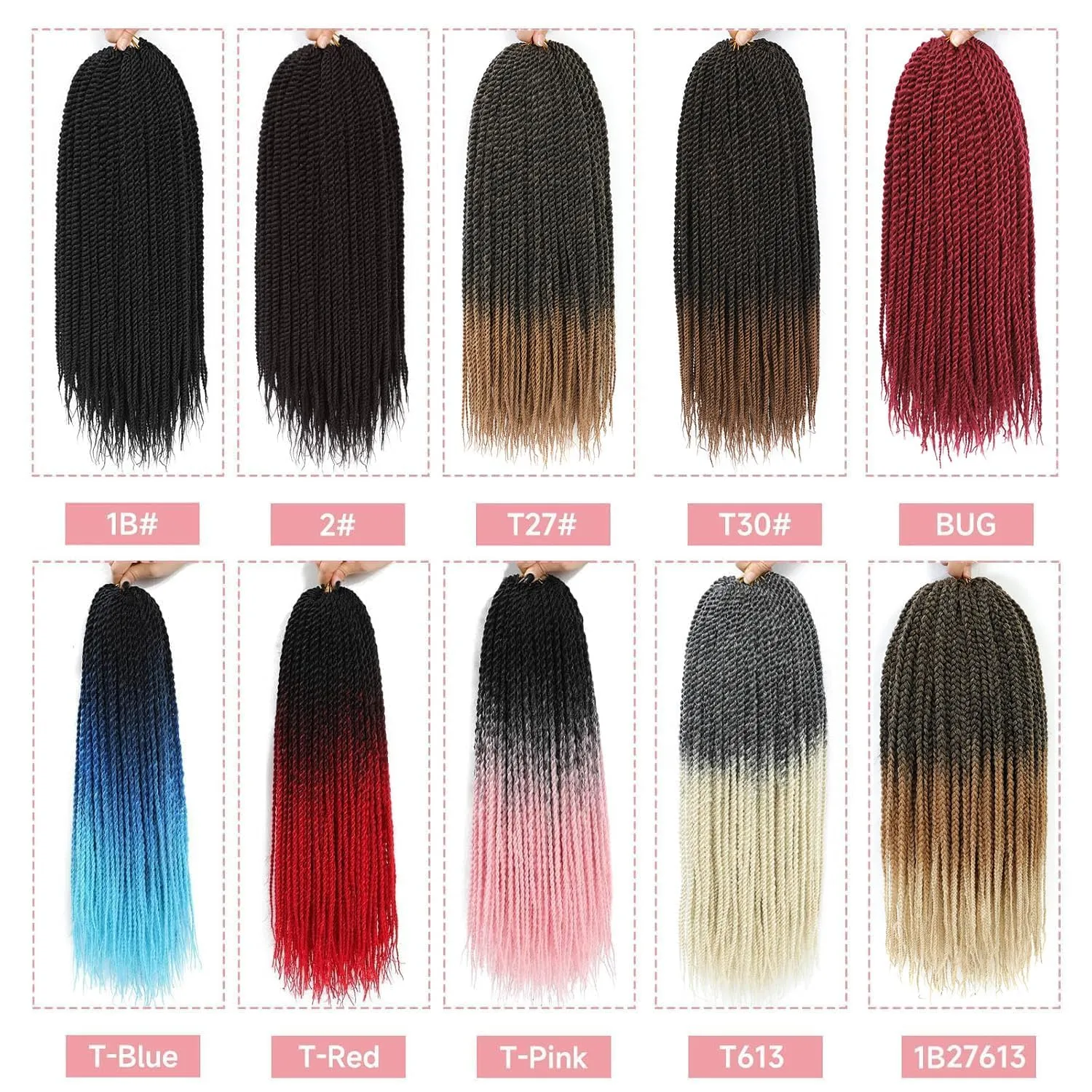 Senegalese Twist Crochet Hair-8 Packs 14 Inch Senegalese Twist Crochet Braids For Black Women,Black/Brown Pre Looped Crochet Braids, Light Weight Synthetic Twist Hair(14in,T1B/30#)