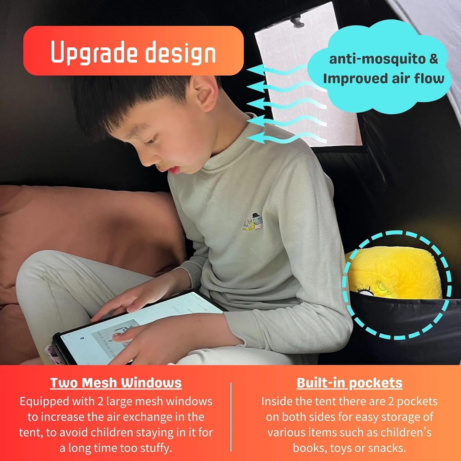 Sensory Tent for Kids & Adults with CPC Certification - Extra Large 39x33 inches Sensory Calm Corner Helps Autism, ADHD, SPD Relax, Reduce Anxiety - Pop-up Blackout Hideout Play Tent Toys