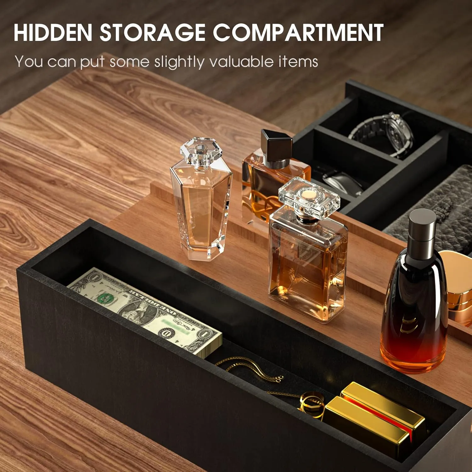 Sephyroth Cologne Organizer for Men 3 Tier of Cologne Display with Drawer Storage Perfume Oragnizer Display,Great Gift for Man(Black Walnut)