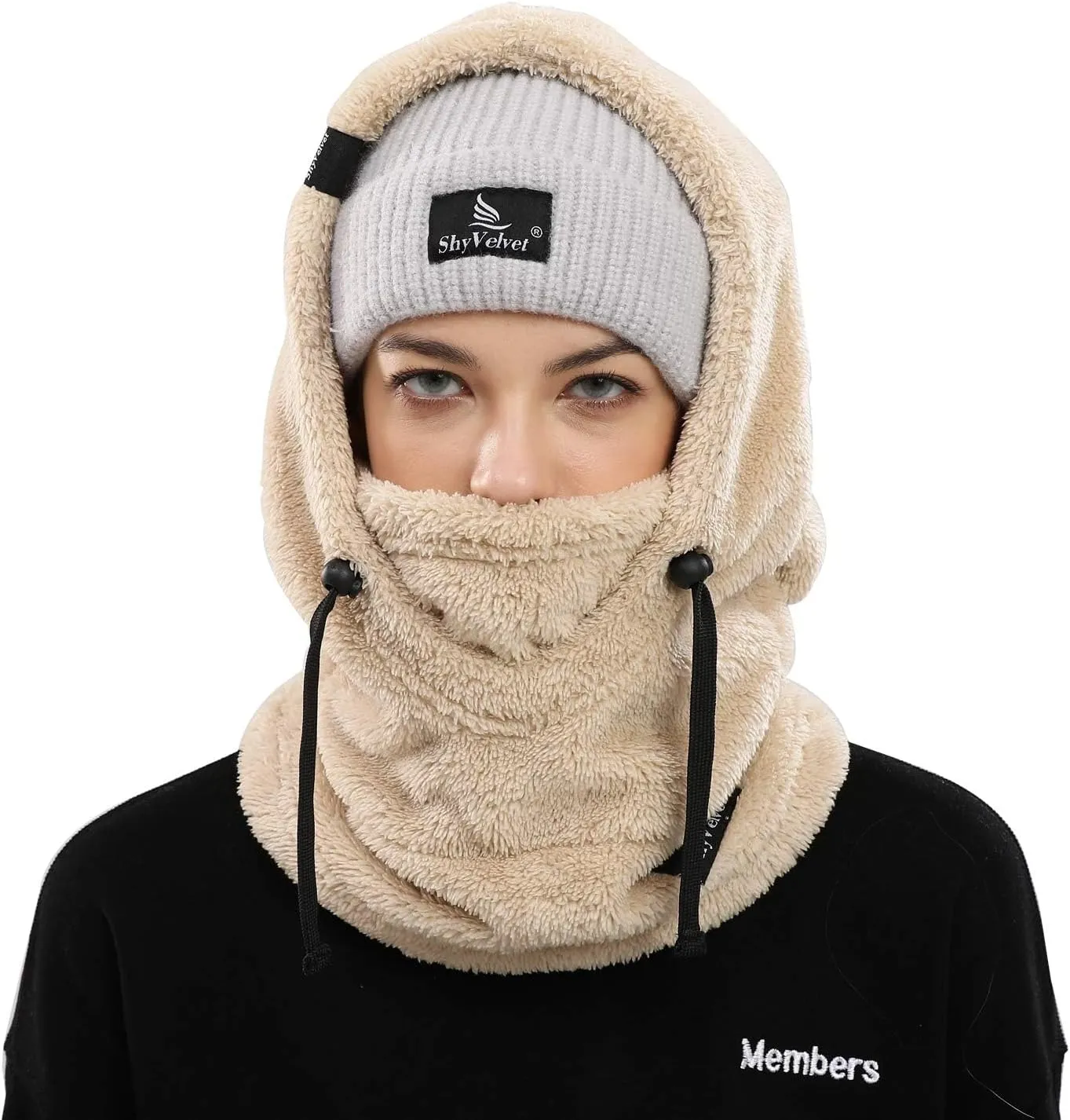 Shy Velvet Balaclava Wind-Resistant Winter Face Mask,Fleece Ski Mask for Men and Women,Warm Face Cover Hat Cap Scarf