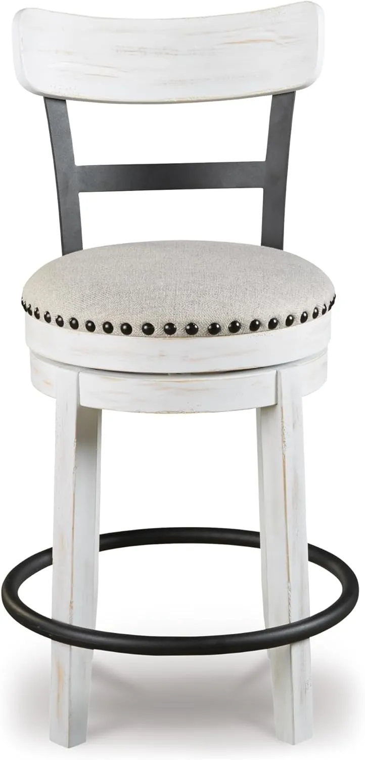 Signature Design by Ashley Valebeck 24.5" Modern Swivel Counter Height Barstool, Whitewash
