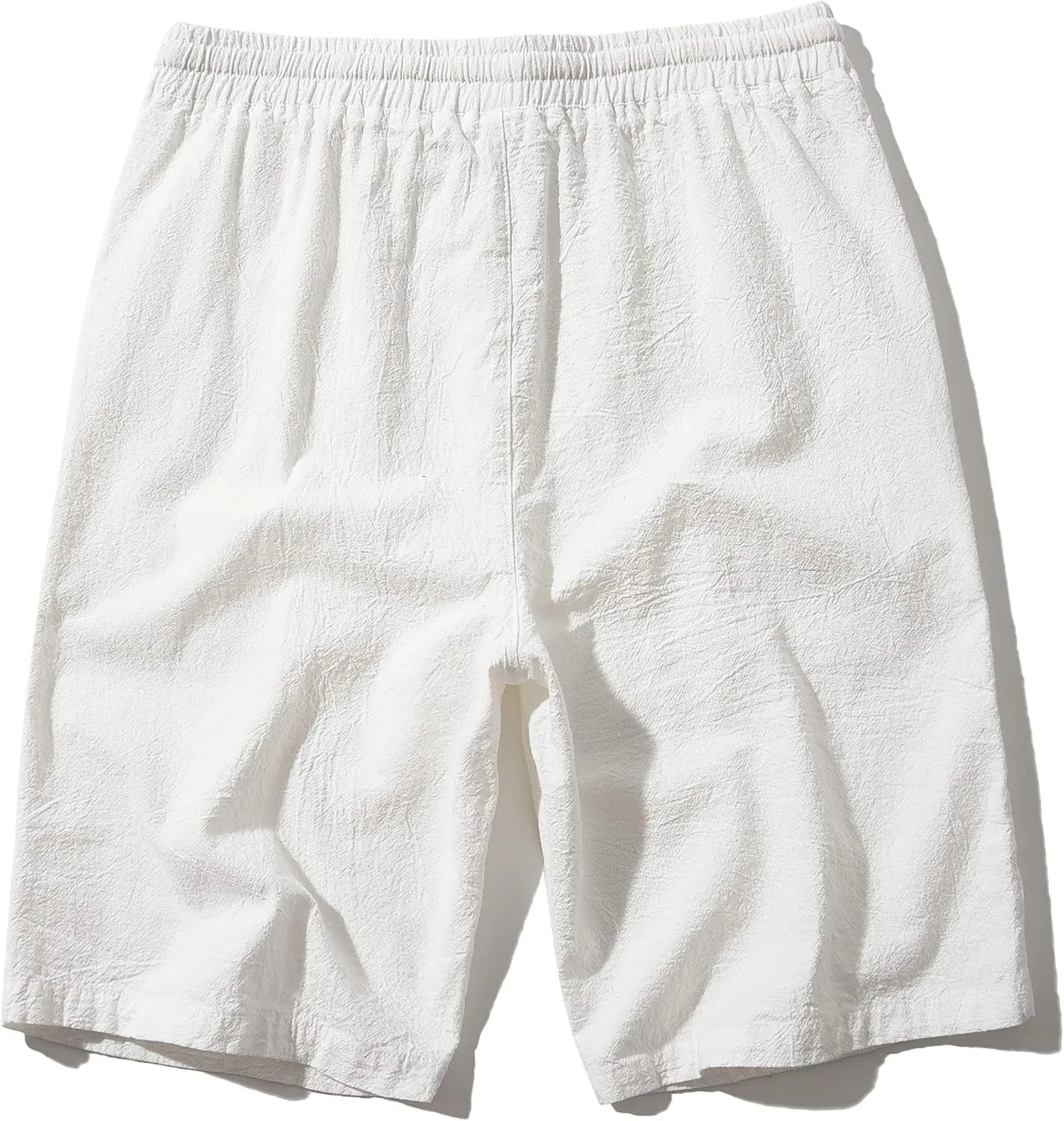 SIR7 Men's Linen Casual Classic Fit 11 Inch Inseam Elastic Waist Shorts with Drawstring