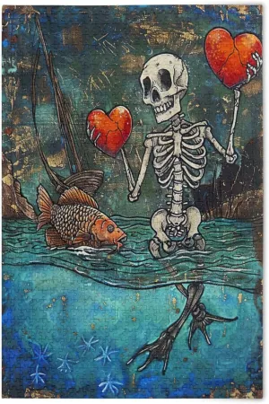 Skeleton Fish Jigsaw Puzzles for Adults 1000 Pieces,Colorful Puzzle with Mesh Storage Bag,Learning Educational Puzzles for Gift 2013634