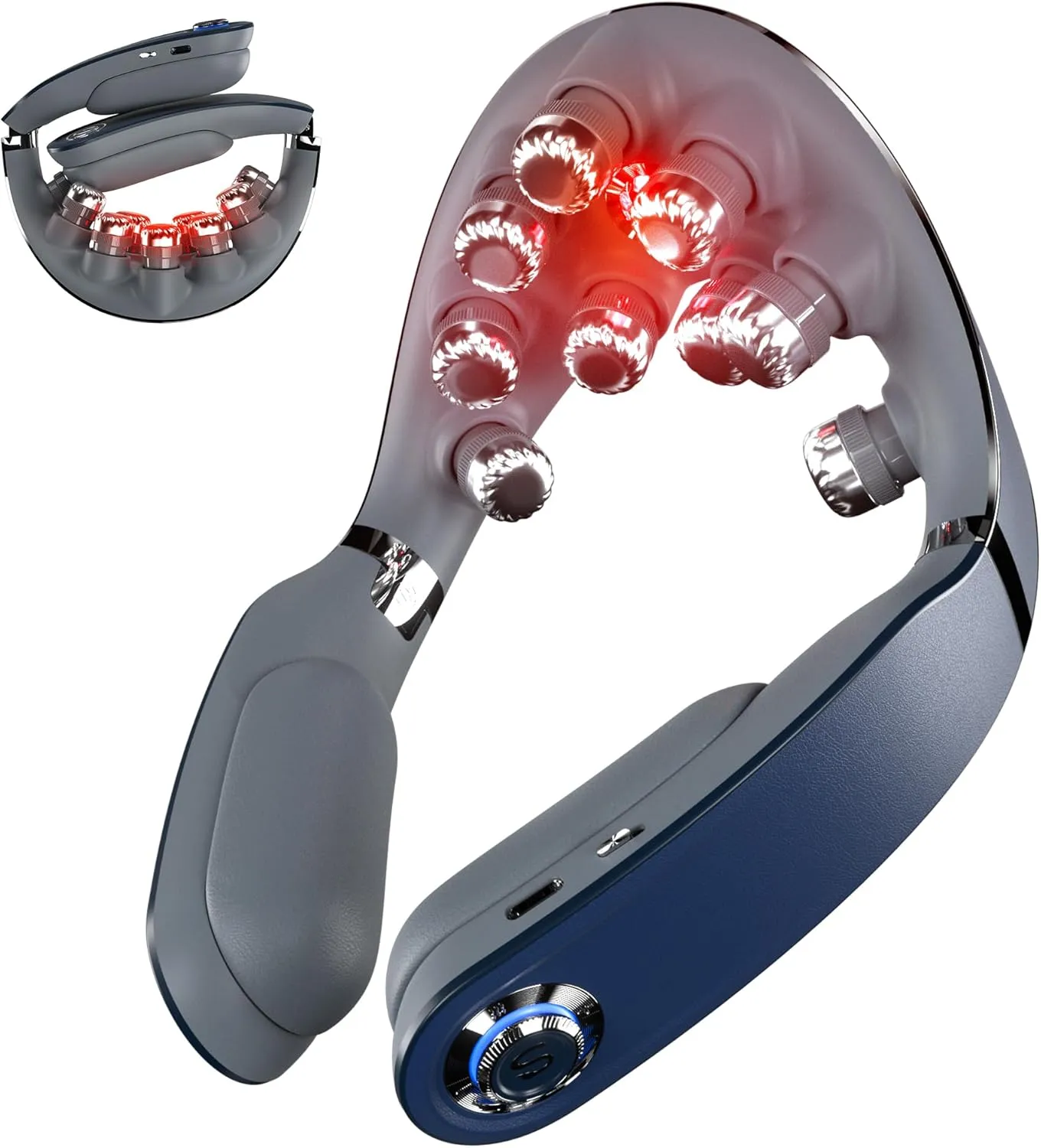 SKG Cordless Neck Massager for Pain Relief Deep Tissue Vibration Foldable Massager,Portable 9D Electric Neck Massage Gifts for Father Day