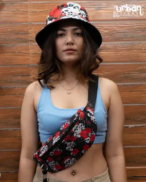 Skull Roses Fanny & Bucket Hat Set
