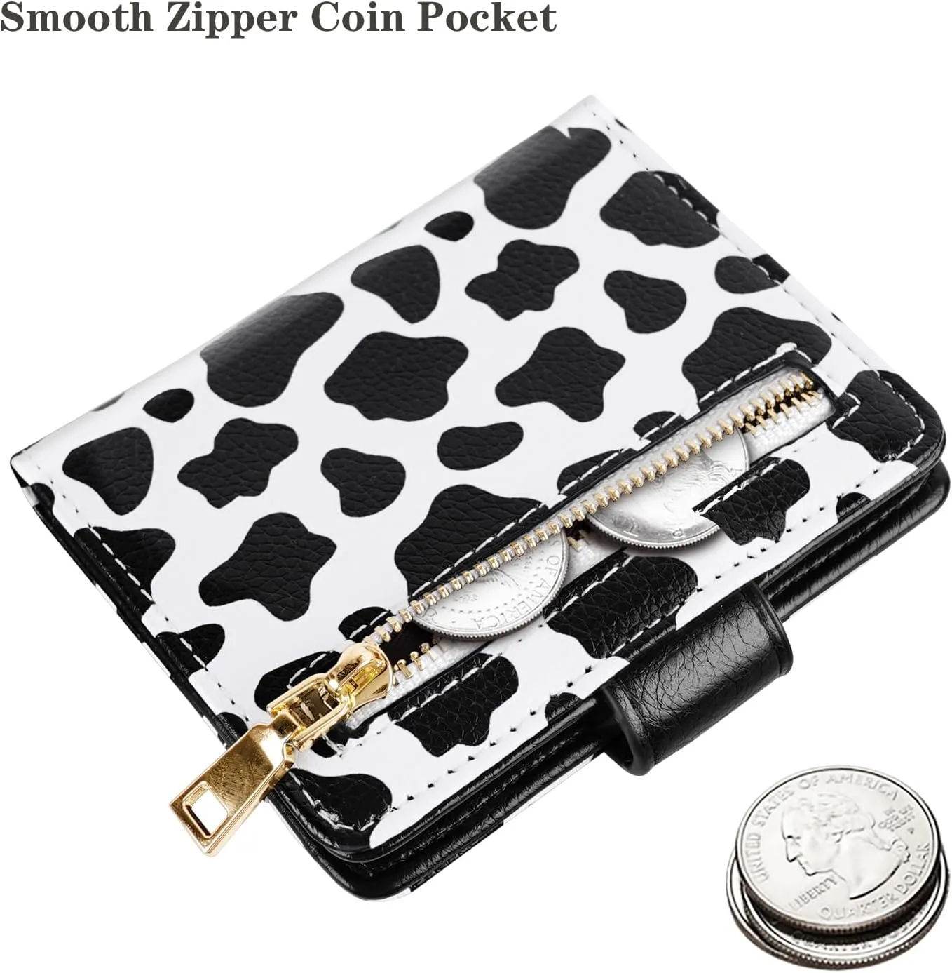 Slim Bifold Wallet RFID Credit Card Wallet Small Cute Card Holder for Women, Cow