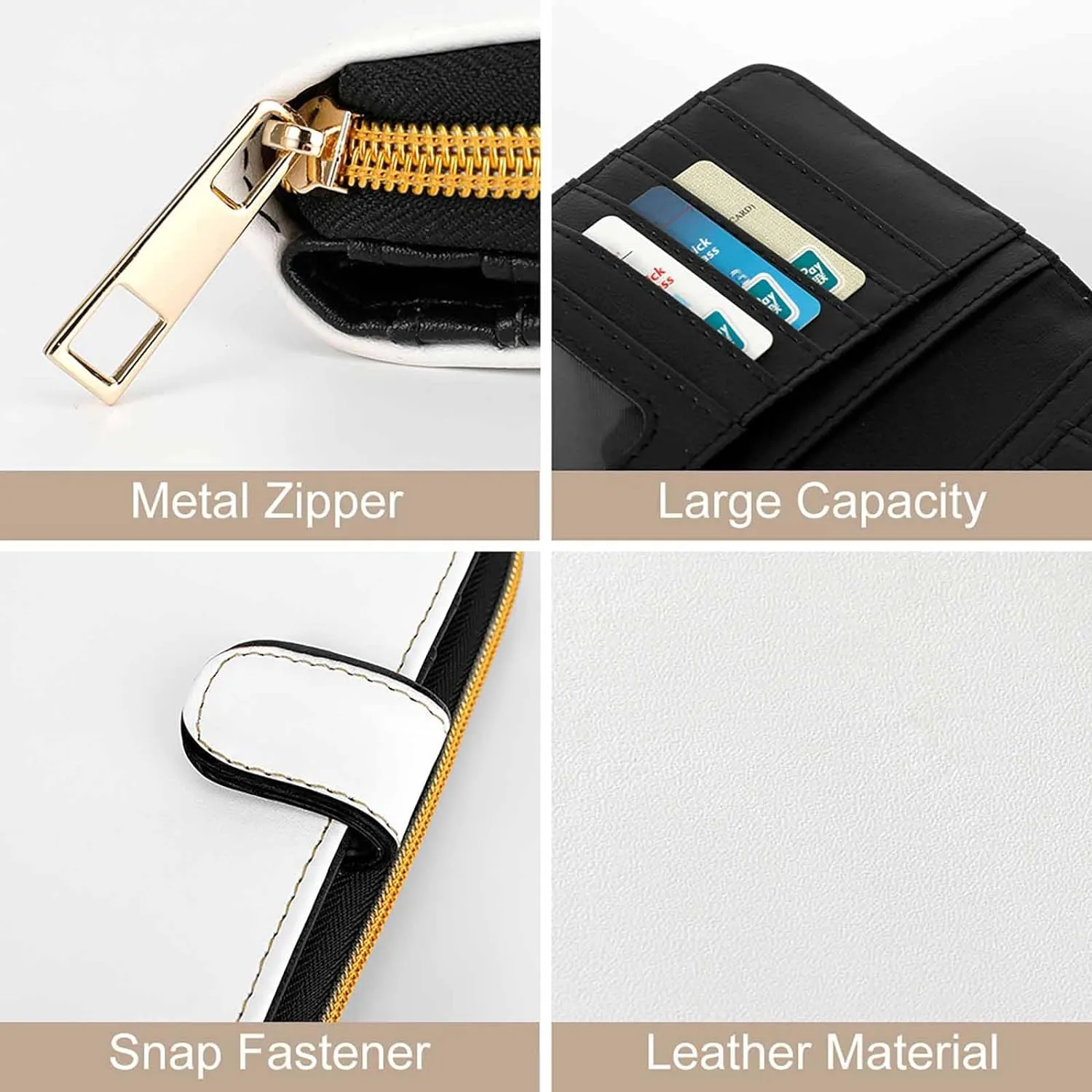Slim Wallet for Women Men Leather Wallet,Black And White Painting Credit Card Holder Clutch Purses for Women, Available in Multiple Styles