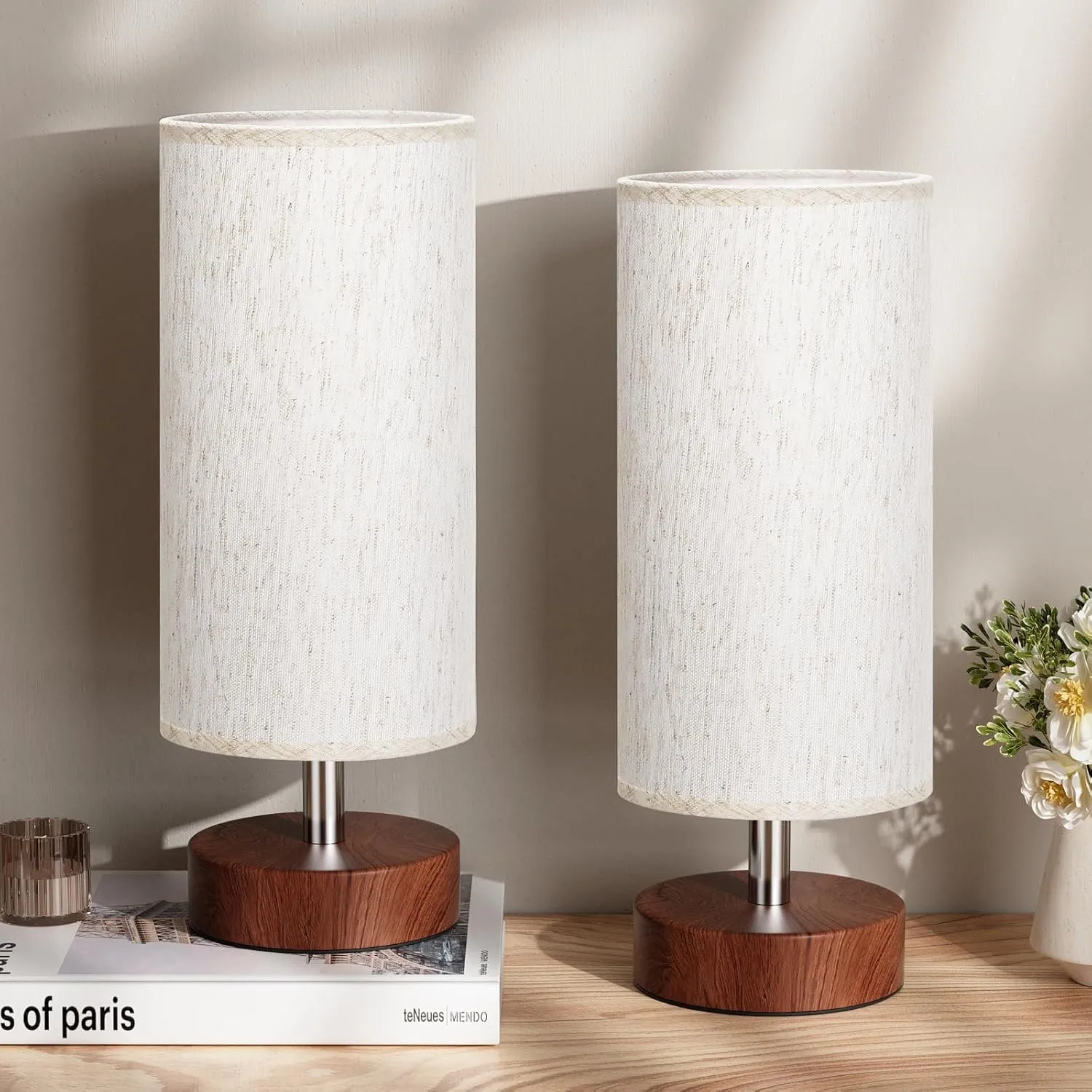 Small Table Lamp for Bedroom Set of 2 - Bedside Lamps for Night Stands, Minimalist Nightstand Light Lamp, Desk Lamps for Reading Room, Kids Room, Living Room, Office, Dorm