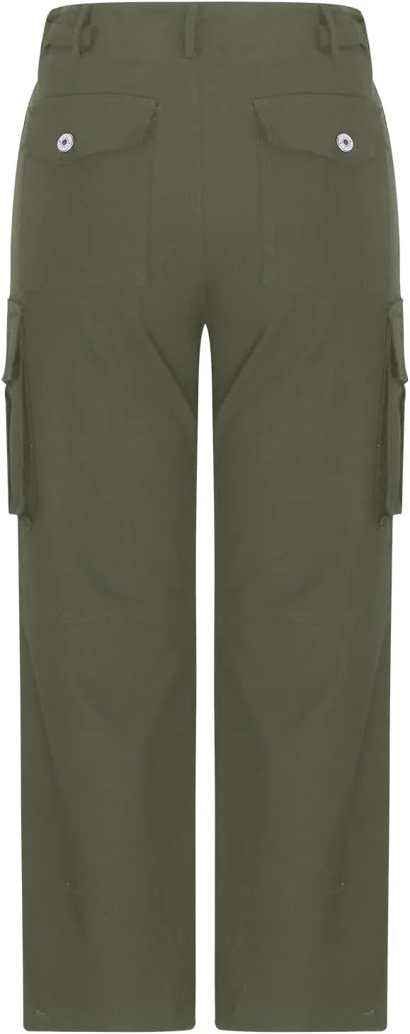 SMIDOW Casual Wide Leg Cargo Pants for Women High Waist Straight Leg Trousers with Pockets Streetwear Stretchy Pants