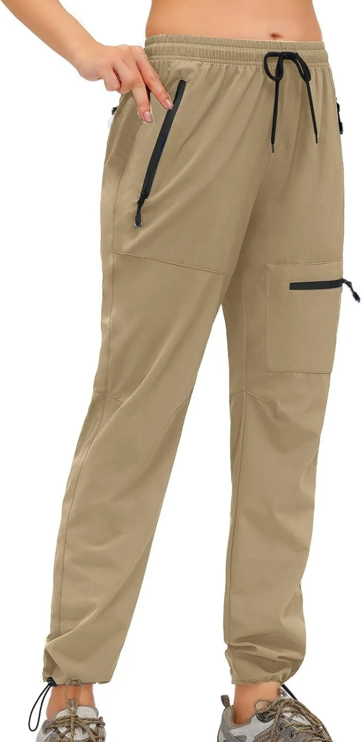 SMIDOW Womens Hiking Cargo Pants Lightweight Quick Dry High Waist Drawstring Jogger Pants Casual Workout Running Sweatpants