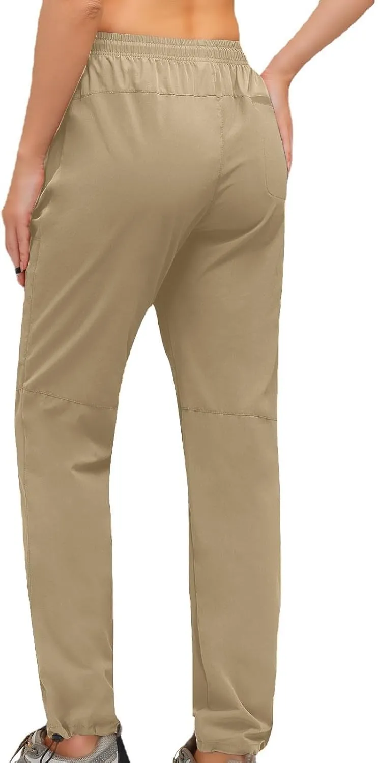 SMIDOW Womens Hiking Cargo Pants Lightweight Quick Dry High Waist Drawstring Jogger Pants Casual Workout Running Sweatpants
