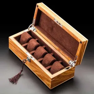 Solid Wood Watch Storage Display Boxes Case Home Use Yellow Jewelry Case with Lock