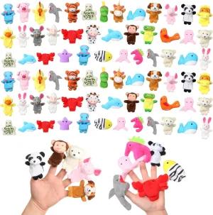 Sosation 100 Pcs Animal Finger Puppets Egg Hunt Filler 29 Small Soft Small Plush Animal Puppets Set Mini Stuffed Animals Finger Toys for Story Time, Party Gift, Teaching